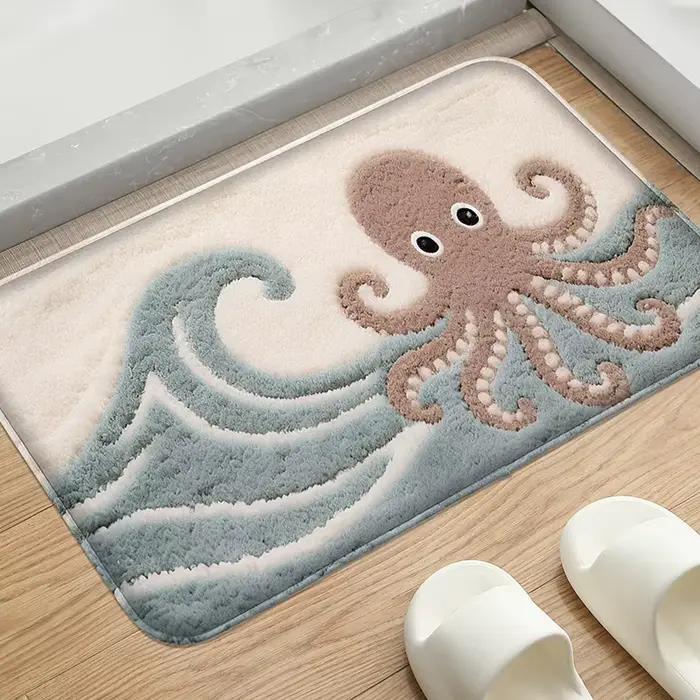 Tapis de sol de salle de bain à motif monde sous-marin