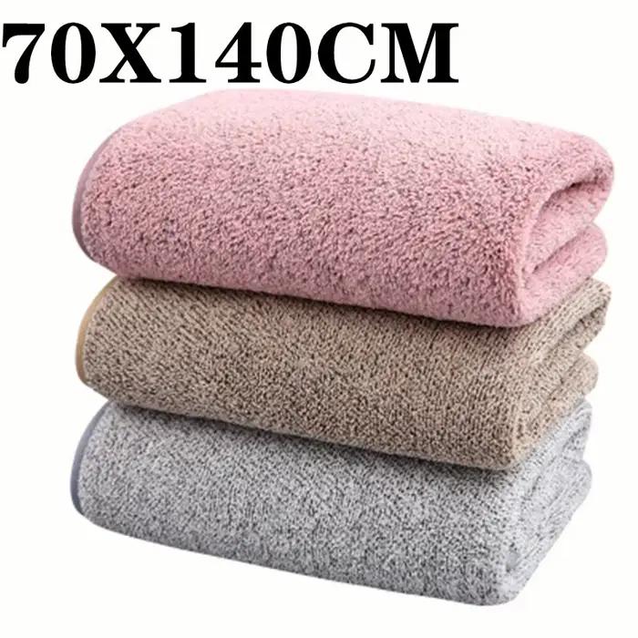 Serviette de bain épaisse et grande en velours de corail au charbon de bambou pour adulte