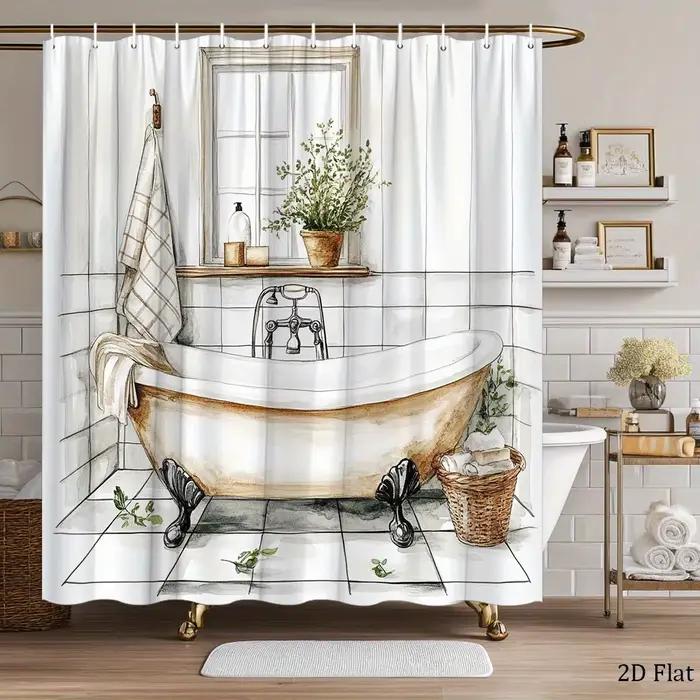 Rideau de douche rustique pour baignoire