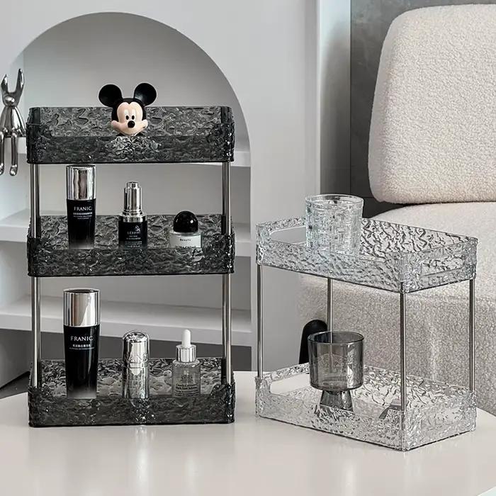 Accessoires de salle de bain transparents, organisateur de douche en acrylique, étagères à Double couche, organisateurs de maquillage, fournitures d'étagère pour la maison