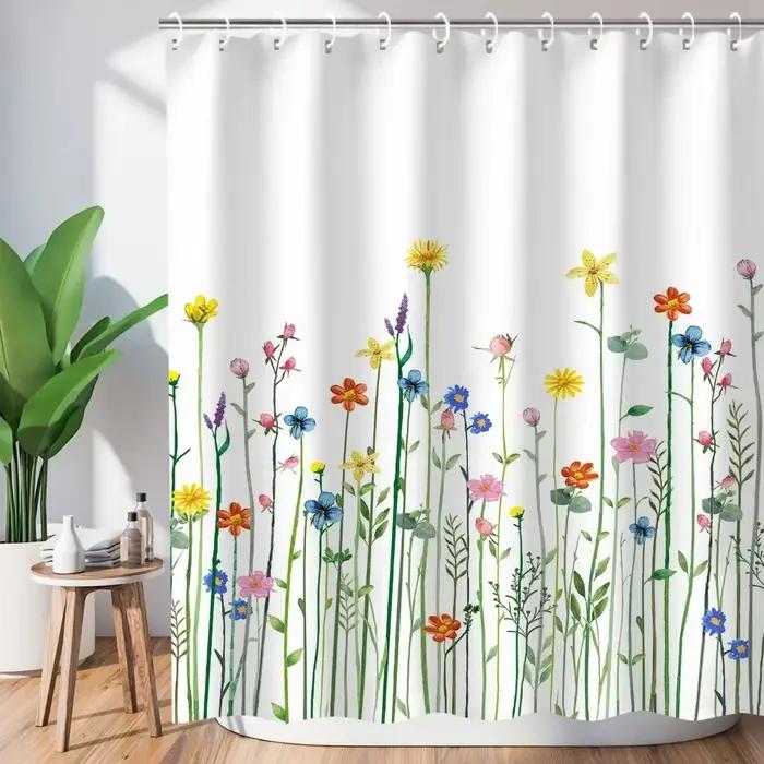Rideaux de douche floraux pour salle de bain