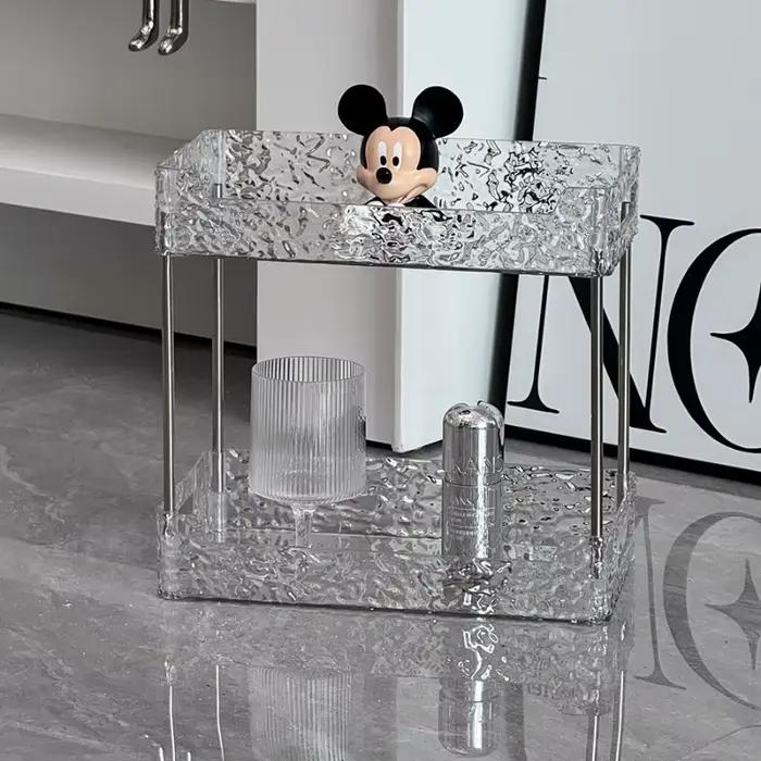 Accessoires de salle de bain transparents, organisateur de douche en acrylique, étagères à Double couche, organisateurs de maquillage, fournitures d'étagère pour la maison