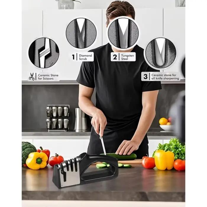 Affûteur de couteaux de cuisine 4 en 1, ensemble d'affûtage de couteaux multifonction à Base antidérapante Portable, accessoires de gadgets de cuisine