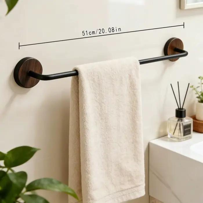 Porte-serviettes mural en bois et métal pour salle de bain