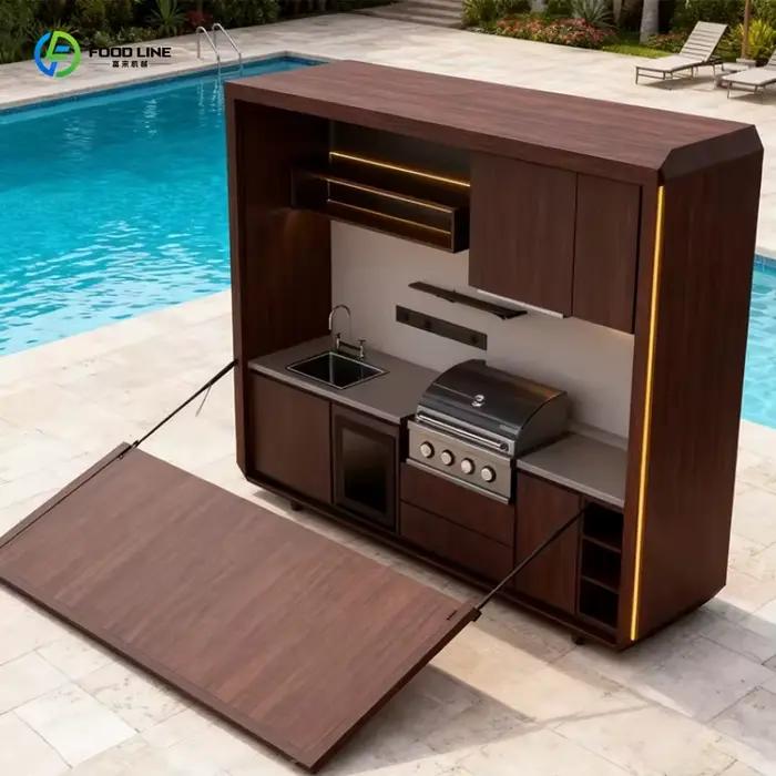 Stand de cuisine portable personnalisé entièrement équipé, ensemble de cuisine extérieure pour centre commercial