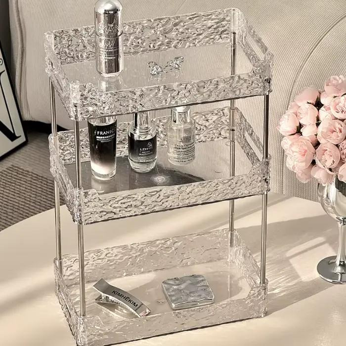 Accessoires de salle de bain transparents, organisateur de douche en acrylique, étagères à Double couche, organisateurs de maquillage, fournitures d'étagère pour la maison