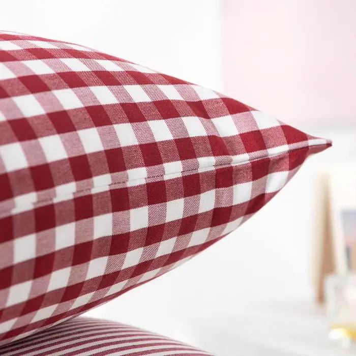 Housse de coussin à rayures rouges