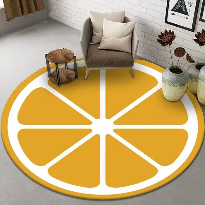 Tapis rond fruits orange citron