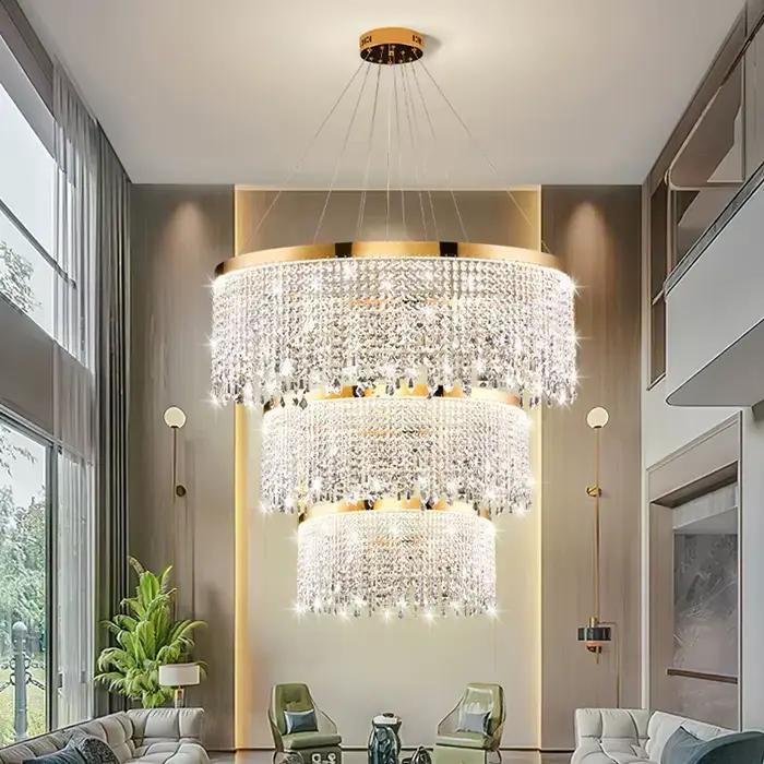 Plafonnier LED suspendu en cristal au design nordique moderne, luminaire décoratif d'intérieur, idéal pour un salon ou une salle à manger