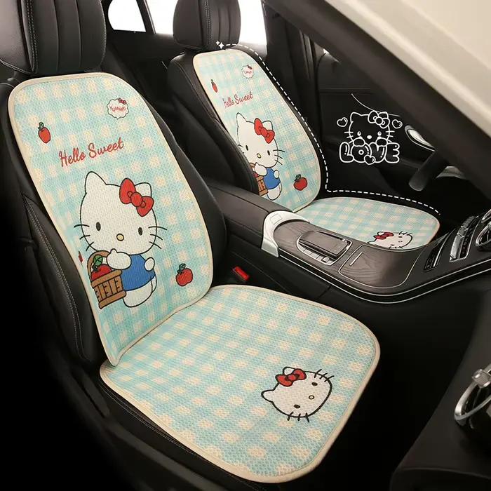 Coussin de siège universel Hello Kitty pour toutes les saisons, pour femmes, motif chaton de dessin animé, coussin de confort pour voiture, accessoires de siège auto