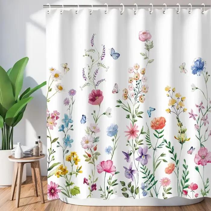Rideaux de douche floraux pour salle de bain