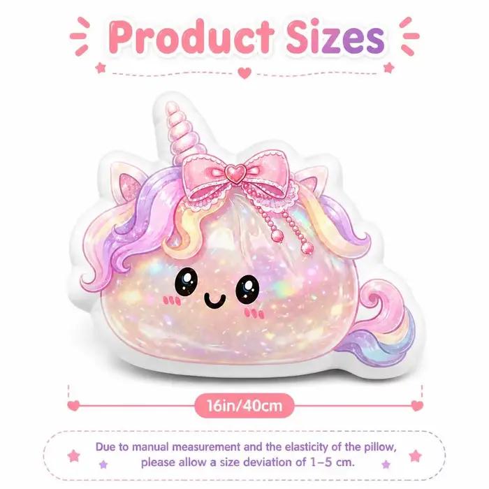Coussin Licorne Kawaii Magique en Forme de Cœur et d'Étoile Arc-en-ciel, Oreiller Décoratif Rembourré pour Canapé, Cadeau de Décoration Intérieure