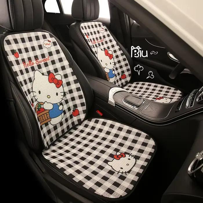 Coussin de siège universel Hello Kitty pour toutes les saisons, pour femmes, motif chaton de dessin animé, coussin de confort pour voiture, accessoires de siège auto