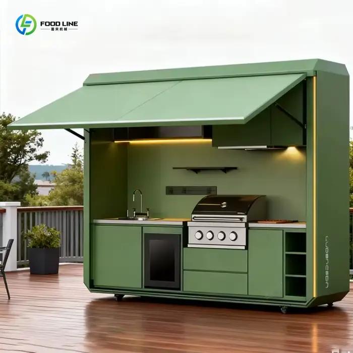 Stand de cuisine portable personnalisé entièrement équipé, ensemble de cuisine extérieure pour centre commercial