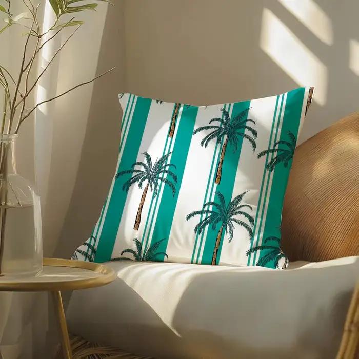 Housse de coussin à motif palmier