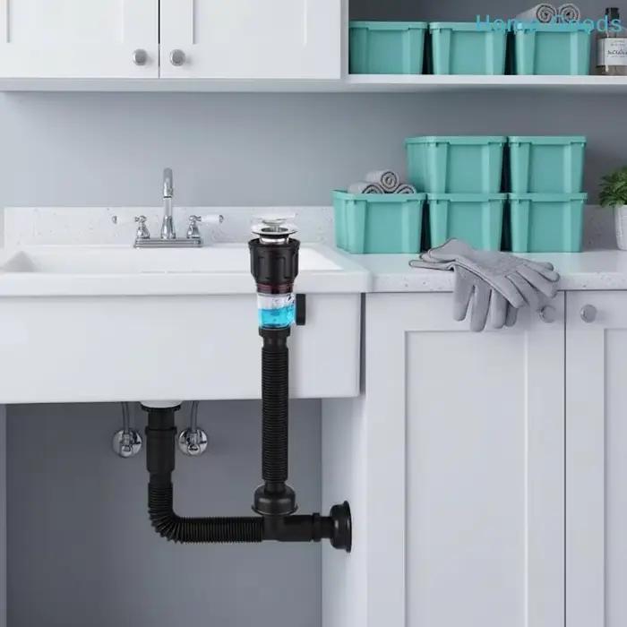 Tuyau de vidange mural universel en acier inoxydable pour lavabo, accessoires de cuisine et salle de bain, anti-odeur