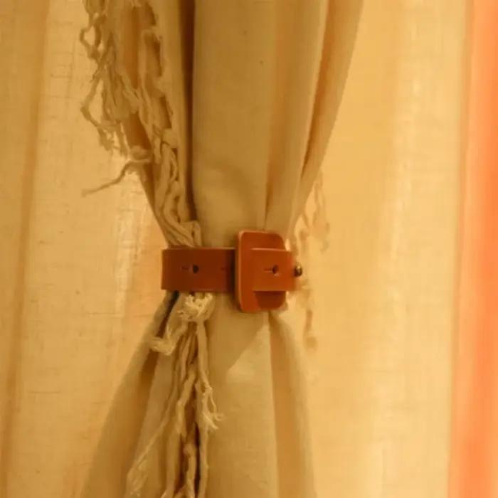 Rideau à cravate arrière boucle pu-leathers