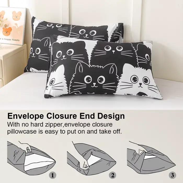 Ensemble de housse de couette imprimé chat 3 pièces