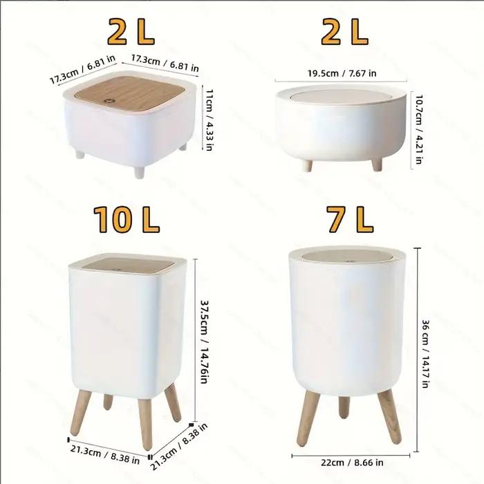 Poubelle blanche moderne avec support poubelle de bureau Simple avec couvercle pour salon chambre cuisine salle de bains bureau carré rond