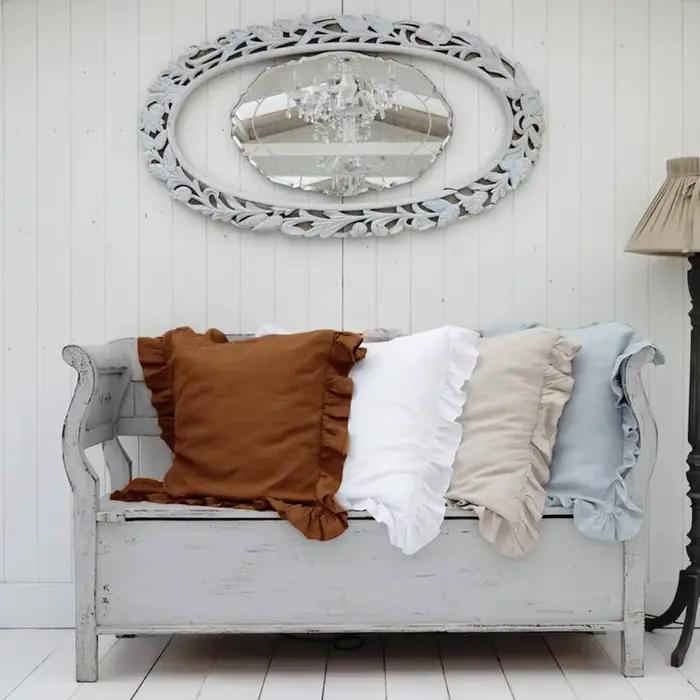 Juste de coussin carrée à volants français