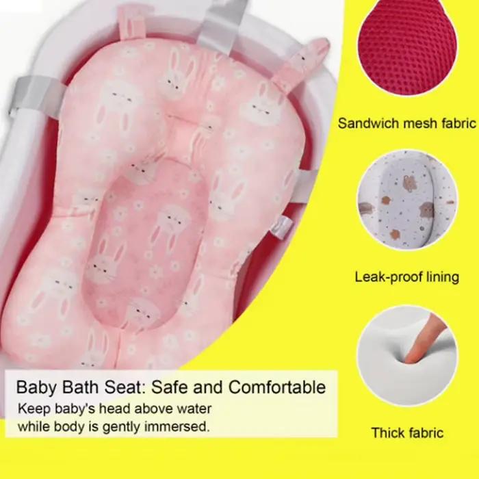 Tapis de bain antidérapant pour bébé, coussin de soutien pliable pour baignoire nouveau-né, oreiller de confort pour le corps, motif dessin animé