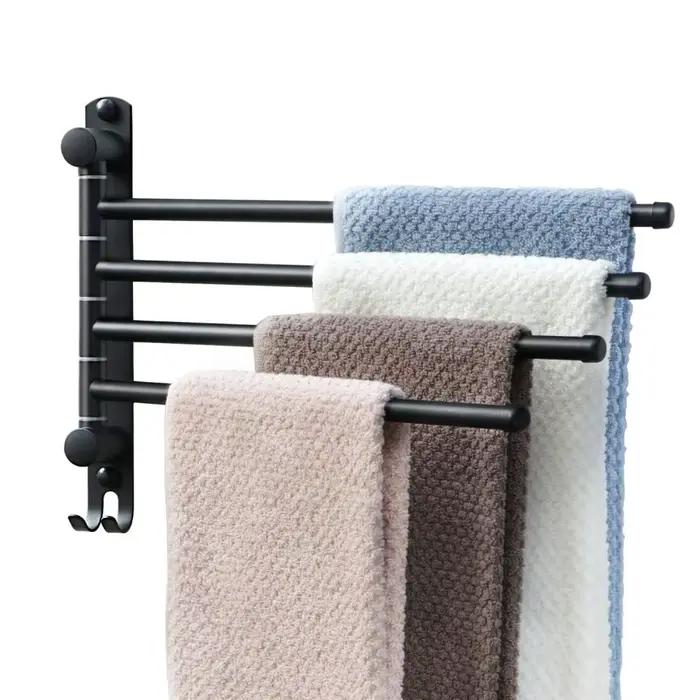 Porte-serviettes noir pivotant mural SUS304