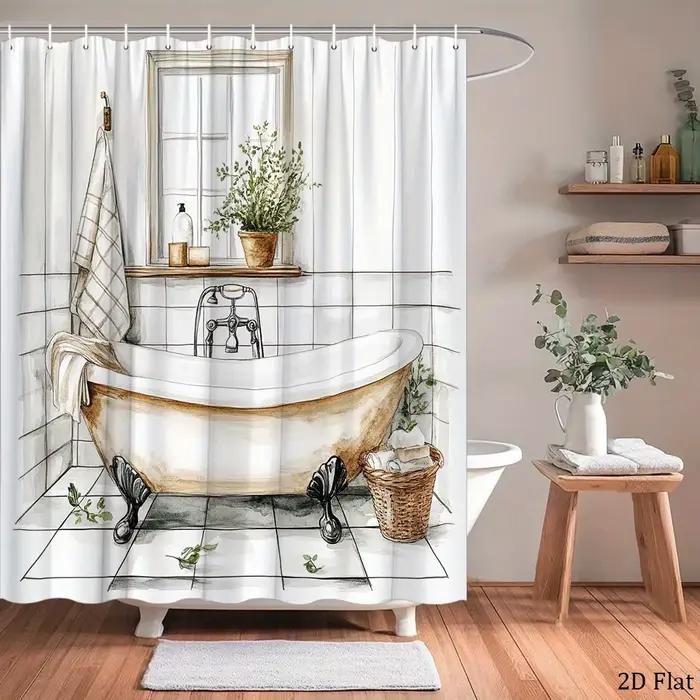Rideau de douche rustique pour baignoire