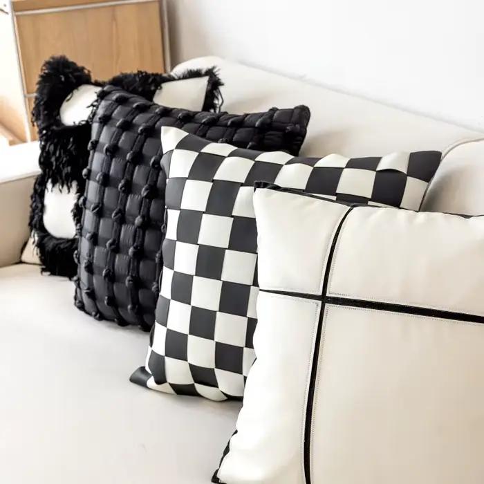Housse de coussin à carreaux à bulles