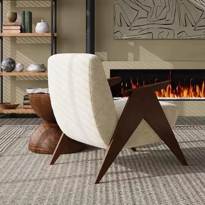 Fauteuil de salon, canapé, fauteuil d'appoint, salon, chambre à coucher, balcon, Wabi Sabi, vintage, en bois, minimaliste, fauteuil paresseux, une place, nordique