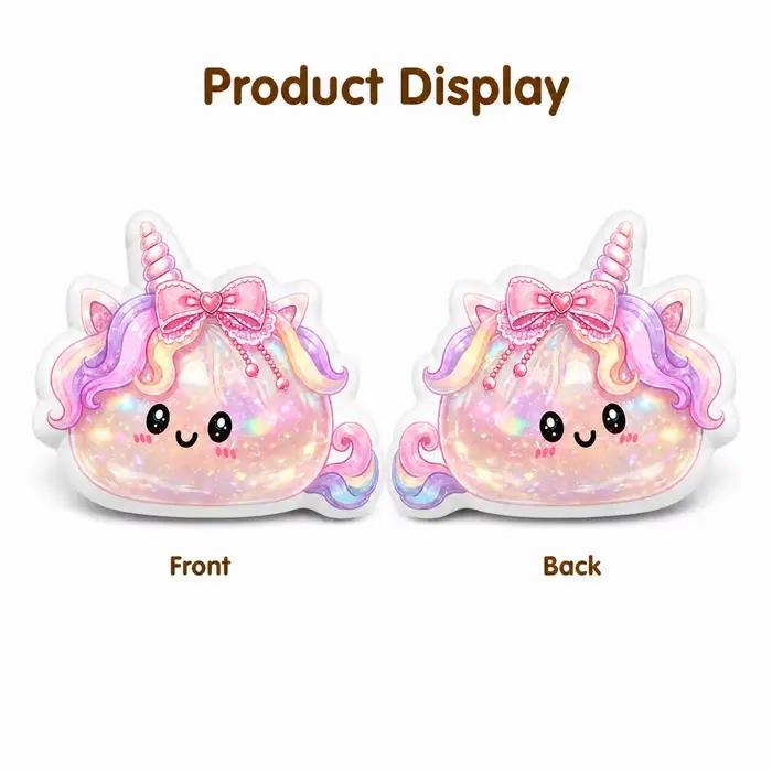 Coussin Licorne Kawaii Magique en Forme de Cœur et d'Étoile Arc-en-ciel, Oreiller Décoratif Rembourré pour Canapé, Cadeau de Décoration Intérieure