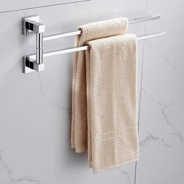 2/4 barres à serviettes pivotantes cintre mural matériel de salle de bain en acier inoxydable rotatif peignoir porte-serviettes