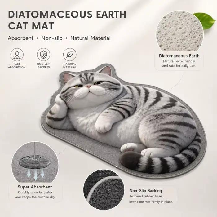 Tapis de sol 3D en terre de diatomées pour chat