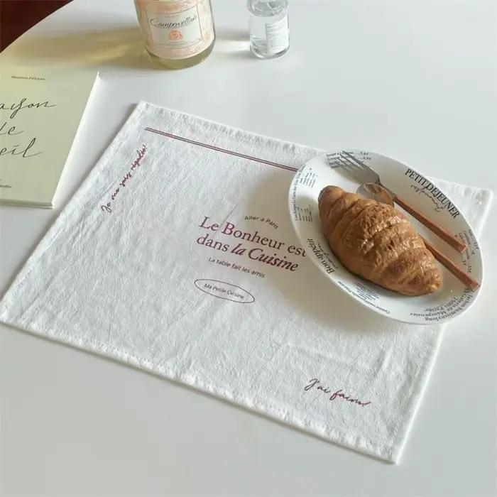 Napperons imprimés doux rétro en coton, tissu de fond de photo carré, tapis de nourriture occidentale française, décor de Table