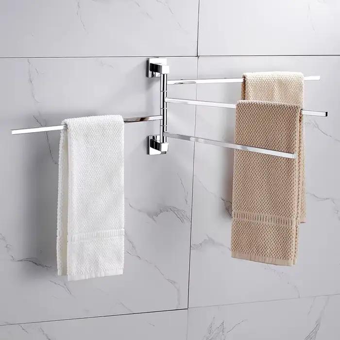 2/4 barres à serviettes pivotantes cintre mural matériel de salle de bain en acier inoxydable rotatif peignoir porte-serviettes