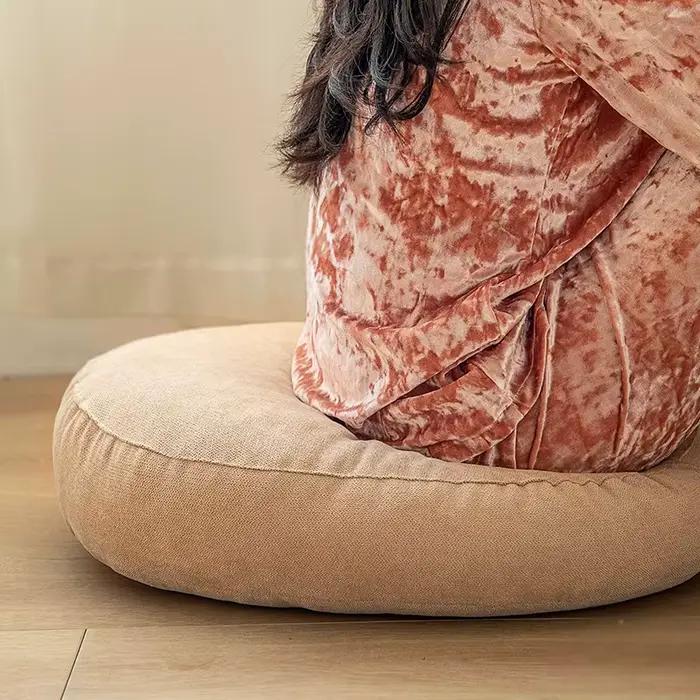Grand coussin de sol rond et moelleux pour méditation et yoga