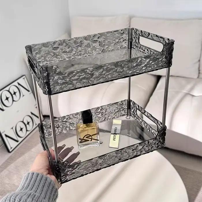 Accessoires de salle de bain transparents, organisateur de douche en acrylique, étagères à Double couche, organisateurs de maquillage, fournitures d'étagère pour la maison