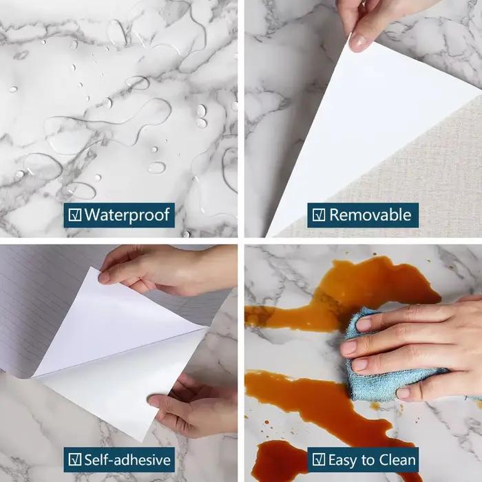 Papier peint de cuisine mat, Film vinyle auto-adhésif épais en marbre, autocollants muraux imperméables pour salle de bains, rouleaux de décoration d'intérieur en PVC