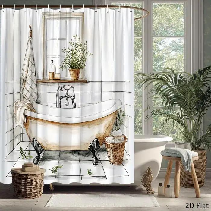 Rideau de douche rustique pour baignoire