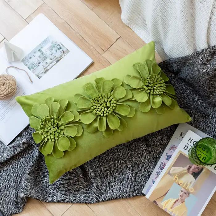 Juste de coussin à fleurs faites à la main pour canapé