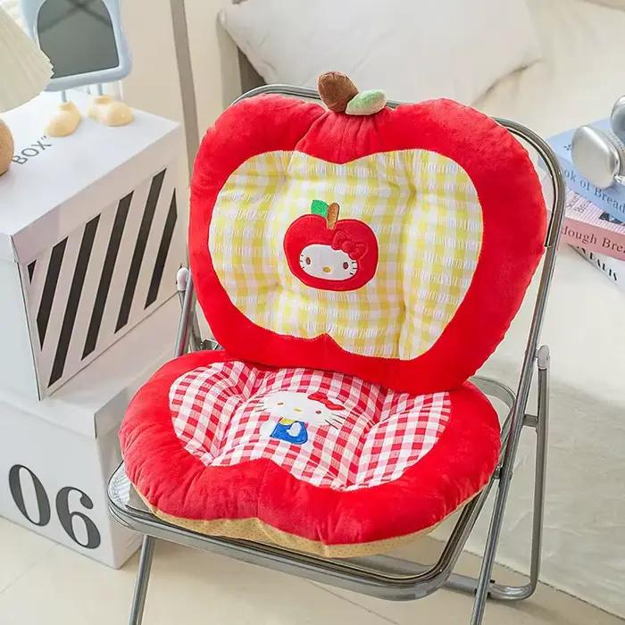 Coussin en peluche en forme de pomme Hello Kitty, mignon, coussin de siège de chaise de dessin animé, doux et confortable, décoration de bureau à domicile, lavable et antidérapant