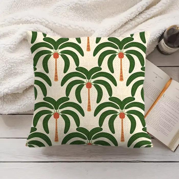 Housse de coussin à motif palmier