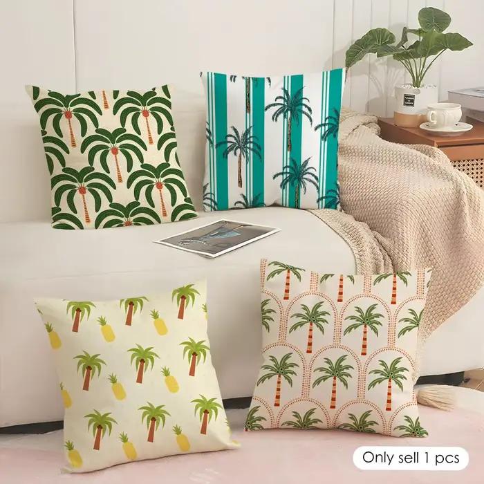 Housse de coussin à motif palmier