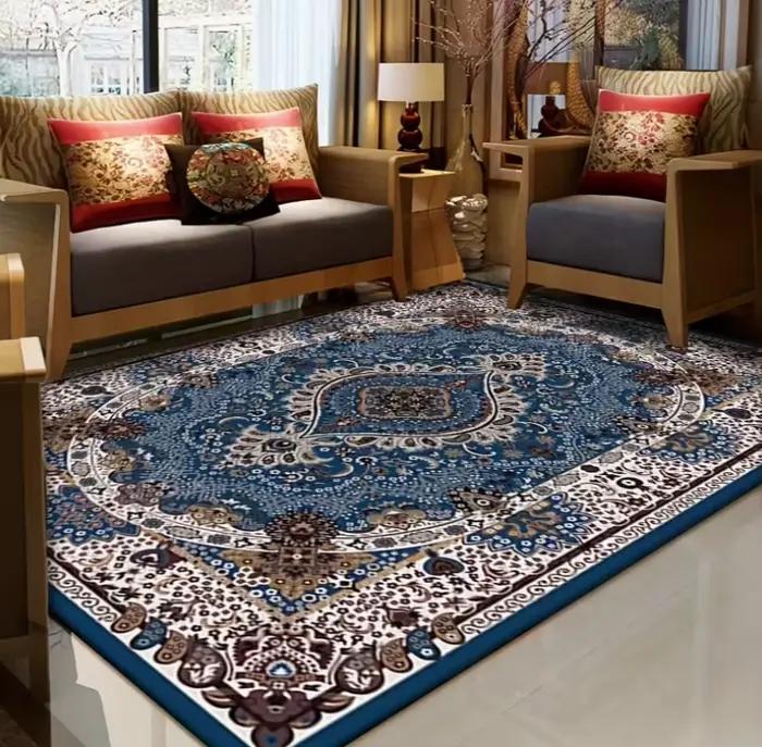Tapis de luxe en velours - Tapis bohème rétro, avec dos antidérapant, idéal pour les zones très fréquentées comme les salons et les chambres.