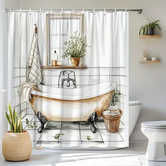 Rideau de douche rustique pour baignoire