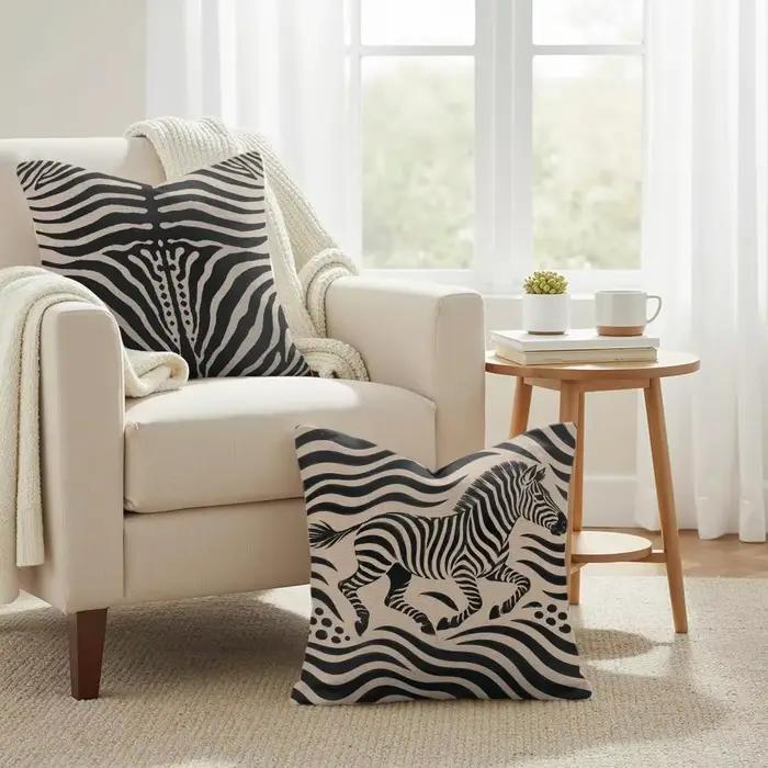 Housse de coussin à rayures zébrées