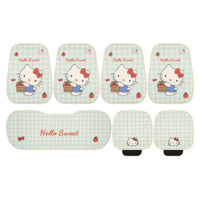 Coussin de siège universel Hello Kitty pour toutes les saisons, pour femmes, motif chaton de dessin animé, coussin de confort pour voiture, accessoires de siège auto