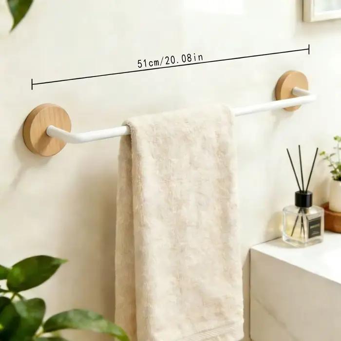 Porte-serviettes mural en bois et métal pour salle de bain