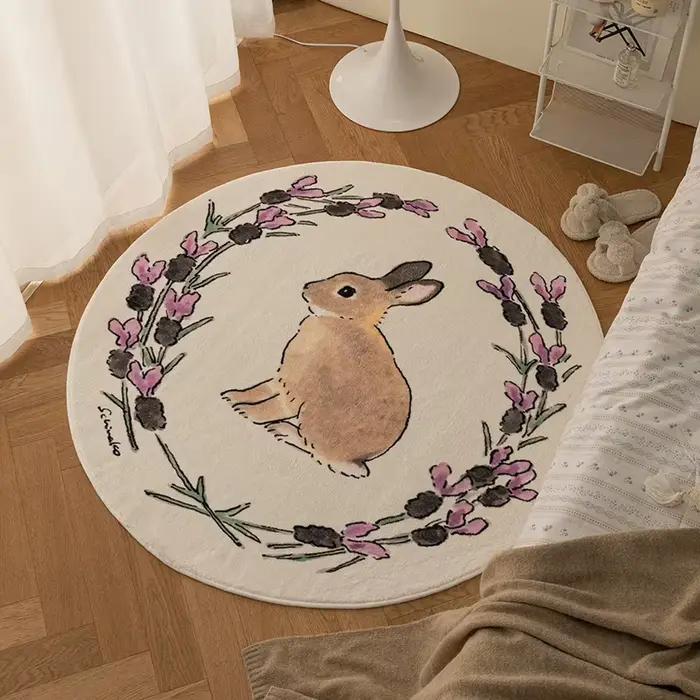 Tapis de salon imprimé lapins de dessin animé