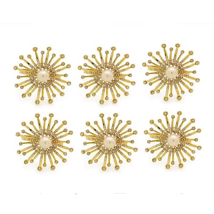 Lot de 100 porte-serviettes en métal en forme de fleur pour mariages