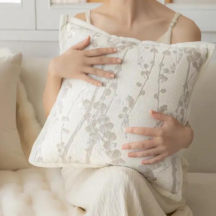 Juste de coussin Jacquard de style crème INS